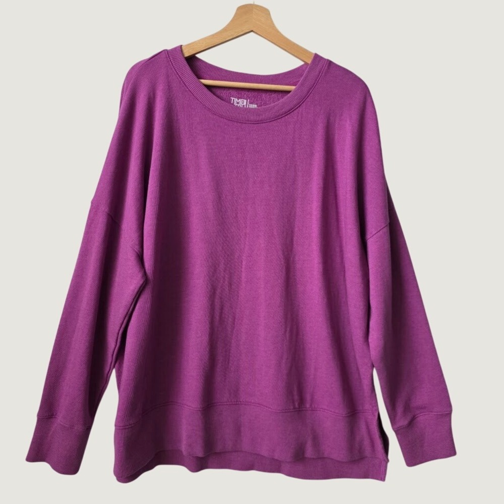 Time and Tru Sweatshirt Womens XXXL /22 Magenta Excellent Oversized Crew Neck